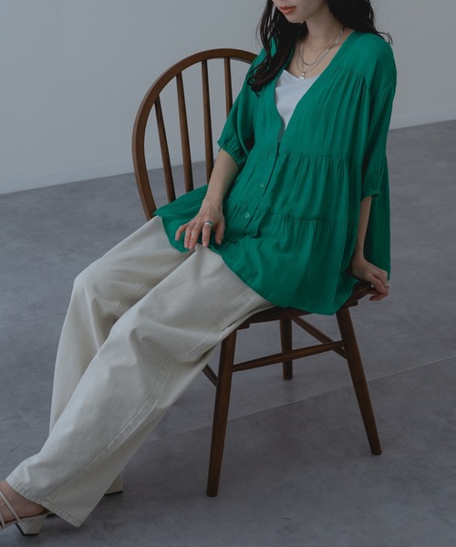 refinedworks（リファインドワークス）の「【refinedworks】大人可愛い ギャザーブラウス（シャツ/ブラウス・レディース・ブラウン/グリーン/アイボリー・FREE）」の11枚目の写真