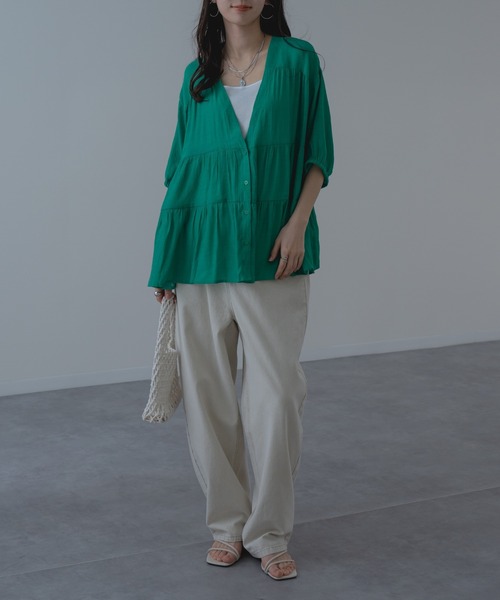 refinedworks（リファインドワークス）の「【refinedworks】大人可愛い ギャザーブラウス（シャツ/ブラウス・レディース・ブラウン/グリーン/アイボリー・FREE）」の20枚目の写真