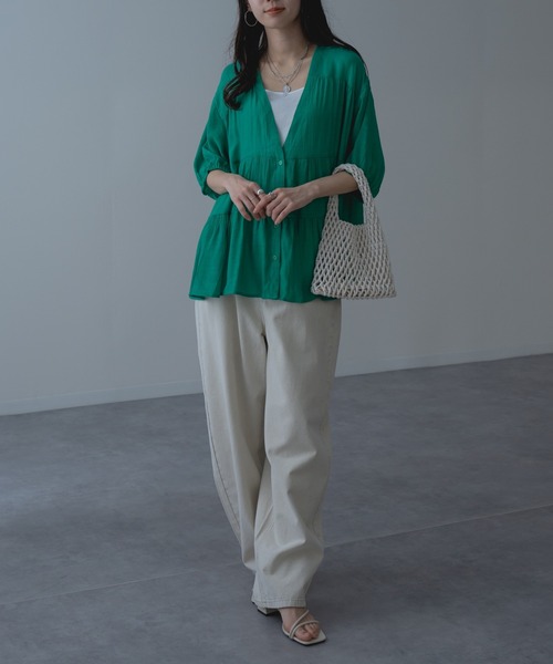 refinedworks（リファインドワークス）の「【refinedworks】大人可愛い ギャザーブラウス（シャツ/ブラウス・レディース・ブラウン/グリーン/アイボリー・FREE）」の22枚目の写真