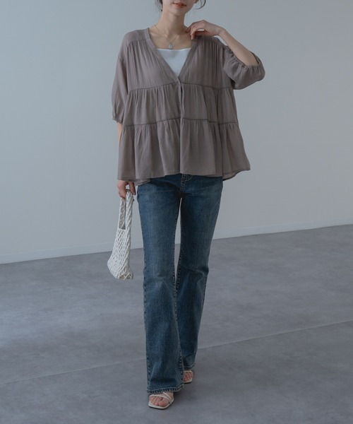 refinedworks（リファインドワークス）の「【refinedworks】大人可愛い ギャザーブラウス（シャツ/ブラウス・レディース・ブラウン/グリーン/アイボリー・FREE）」の12枚目の写真