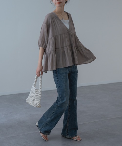 refinedworks（リファインドワークス）の「【refinedworks】大人可愛い ギャザーブラウス（シャツ/ブラウス・レディース・ブラウン/グリーン/アイボリー・FREE）」の14枚目の写真