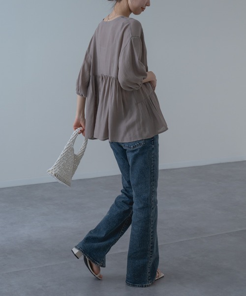 refinedworks（リファインドワークス）の「【refinedworks】大人可愛い ギャザーブラウス（シャツ/ブラウス・レディース・ブラウン/グリーン/アイボリー・FREE）」の15枚目の写真