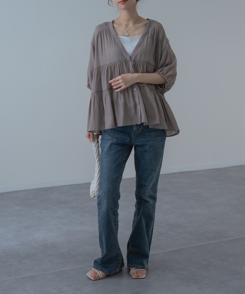 refinedworks（リファインドワークス）の「【refinedworks】大人可愛い ギャザーブラウス（シャツ/ブラウス・レディース・ブラウン/グリーン/アイボリー・FREE）」の18枚目の写真