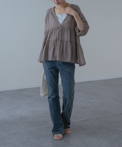 refinedworks（リファインドワークス）の「【refinedworks】大人可愛い ギャザーブラウス（シャツ/ブラウス・レディース・ブラウン/グリーン/アイボリー・FREE）」の19枚目の写真