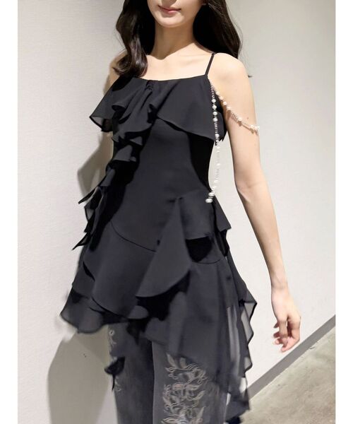 MERCURYDUO（マーキュリーデュオ）の「ラッフルティアードキャミブラウス（シャツ/ブラウス・レディース・その他1/ブラック/オフホワイト・FREE）」の9枚目の写真