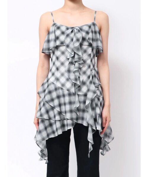 MERCURYDUO（マーキュリーデュオ）の「ラッフルティアードキャミブラウス（シャツ/ブラウス・レディース・その他1/ブラック/オフホワイト・FREE）」の19枚目の写真
