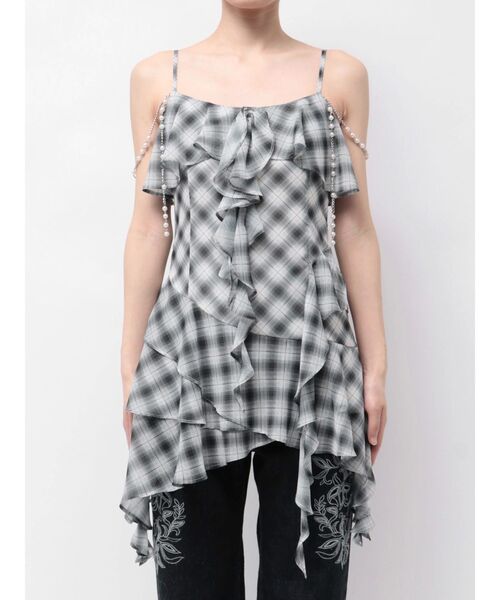 MERCURYDUO（マーキュリーデュオ）の「ラッフルティアードキャミブラウス（シャツ/ブラウス・レディース・その他1/ブラック/オフホワイト・FREE）」の20枚目の写真