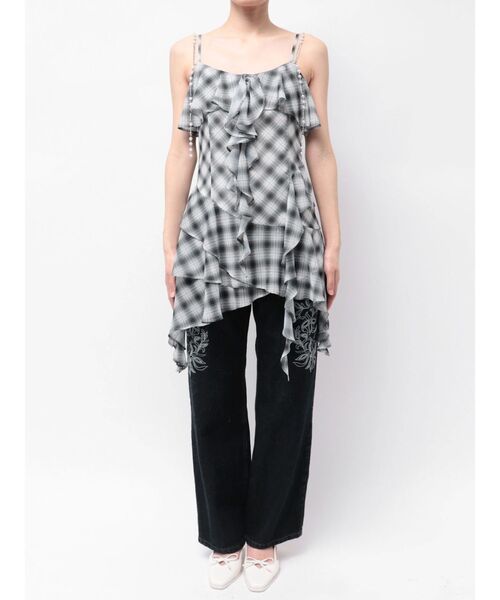 MERCURYDUO（マーキュリーデュオ）の「ラッフルティアードキャミブラウス（シャツ/ブラウス・レディース・その他1/ブラック/オフホワイト・FREE）」の21枚目の写真