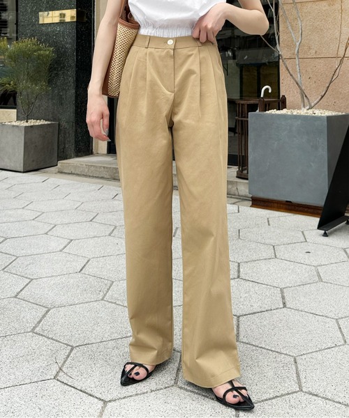 LE MORE（リモア）の「コットンタックパンツ（その他パンツ・レディース・ブラック/ベージュ/アイボリー・FREE）」の3枚目の写真