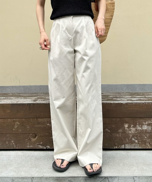 LE MORE（リモア）の「コットンタックパンツ（その他パンツ・レディース・ブラック/ベージュ/アイボリー・FREE）」の5枚目の写真