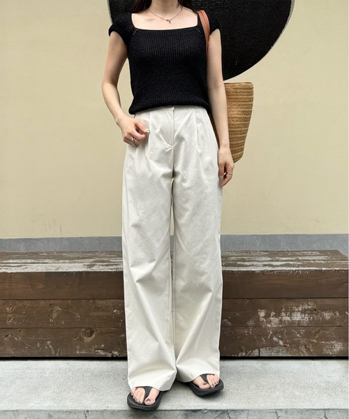 LE MORE（リモア）の「コットンタックパンツ（その他パンツ・レディース・ブラック/ベージュ/アイボリー・FREE）」の6枚目の写真