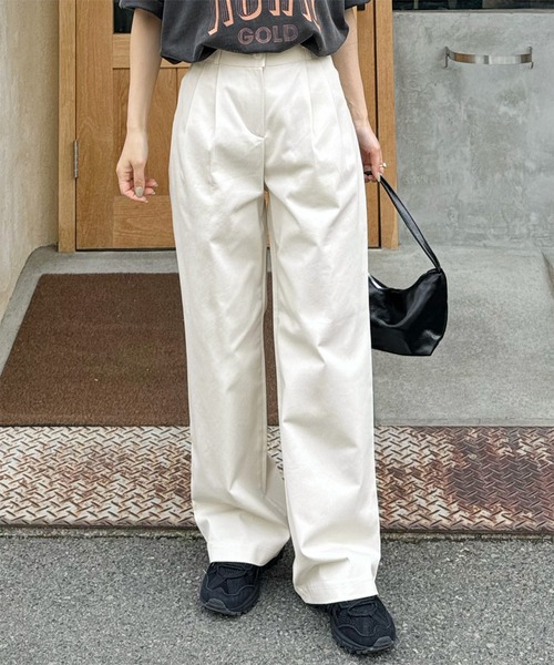 LE MORE（リモア）の「コットンタックパンツ（その他パンツ・レディース・ブラック/ベージュ/アイボリー・FREE）」の13枚目の写真