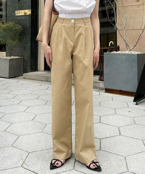 LE MORE（リモア）の「コットンタックパンツ（その他パンツ・レディース・ブラック/ベージュ/アイボリー・FREE）」の14枚目の写真