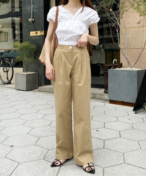 LE MORE（リモア）の「コットンタックパンツ（その他パンツ・レディース・ブラック/ベージュ/アイボリー・FREE）」の15枚目の写真