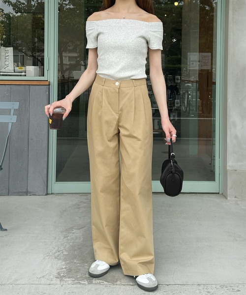 LE MORE（リモア）の「コットンタックパンツ（その他パンツ・レディース・ブラック/ベージュ/アイボリー・FREE）」の20枚目の写真