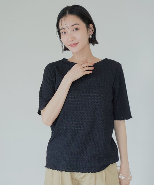 coen(コーエン)の「ポコポコハーフスリーブTシャツ(Tシャツ/カットソー・レディース・ライム/ブラック/ライトブルー/オフホワイト・L/M)」の11枚目の写真