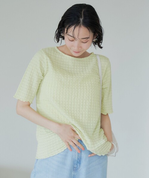 coen(コーエン)の「ポコポコハーフスリーブTシャツ(Tシャツ/カットソー・レディース・ライム/ブラック/ライトブルー/オフホワイト・L/M)」の17枚目の写真