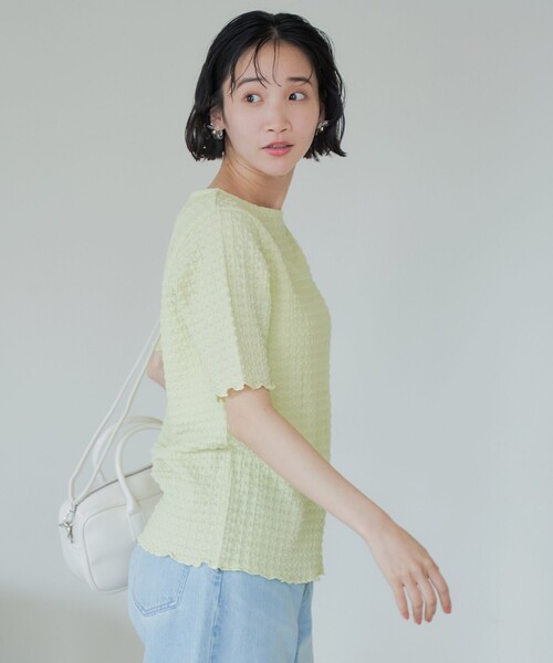coen(コーエン)の「ポコポコハーフスリーブTシャツ(Tシャツ/カットソー・レディース・ライム/ブラック/ライトブルー/オフホワイト・L/M)」の18枚目の写真