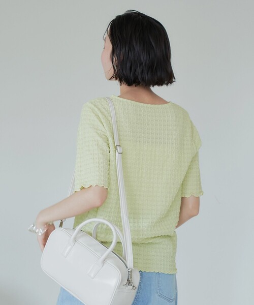 coen(コーエン)の「ポコポコハーフスリーブTシャツ(Tシャツ/カットソー・レディース・ライム/ブラック/ライトブルー/オフホワイト・L/M)」の19枚目の写真