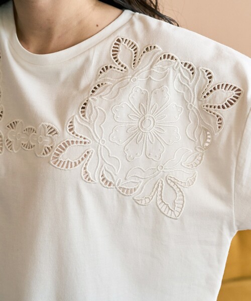 セール】限定展開 花柄 カットワーク 刺繍 ルーズ 半袖 Tシャツ（T