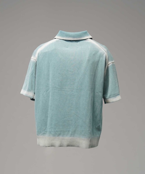 MAISON SPECIAL(メゾンスペシャル)の「《UNISEX》High Twist Pigment Bleach Prime-Over Knit Polo Shirt/ハイツイストピグメントブリーチプライムオーバーニットポロシャツ【MAISON SPECIAL/メゾンスペシャル】(ポロシャツ・メンズ・ブラック/サックスブルー/グレイッシュベージュ・1/2)」の4枚目の写真