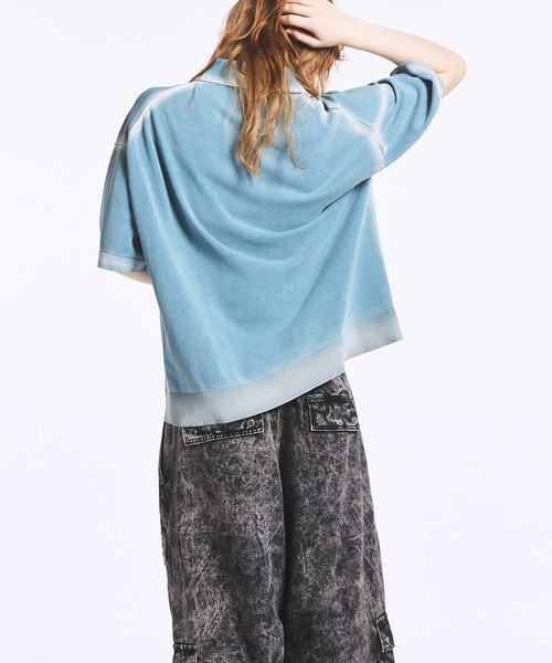 UNISEX》High Twist Pigment Bleach Prime-Over Knit Polo Shirt