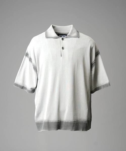 【MAISON SPECIAL】ポロシャツ UNISEX》High Twist Pigment Bleach Prime-Over Knit Polo Shirt