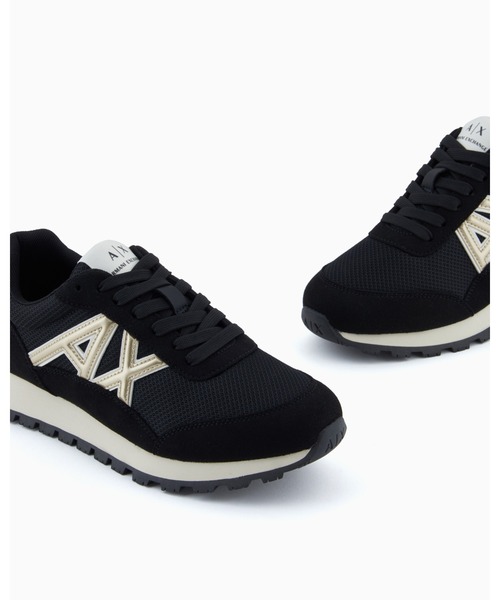 ARMANI EXCHANGE（アルマーニエクスチェンジ）の「【A|X アルマーニ エクスチェンジ】AXロゴ ミックスマテリアル レースアップスニーカー（スニーカー・レディース・ブラック×ゴールド/ベージュ/ライトベージュ・39/38.5/38/37.5/37/36.5/36/35）」の10枚目の写真