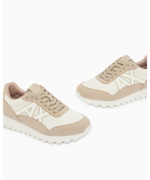ARMANI EXCHANGE（アルマーニエクスチェンジ）の「【A|X アルマーニ エクスチェンジ】AXロゴ ミックスマテリアル レースアップスニーカー（スニーカー・レディース・ブラック×ゴールド/ベージュ/ライトベージュ・39/38.5/38/37.5/37/36.5/36/35）」の8枚目の写真