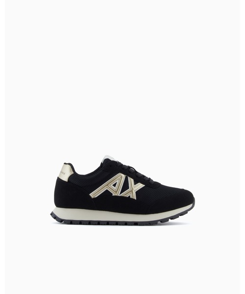 ARMANI EXCHANGE(アルマーニエクスチェンジ)の「【A|X アルマーニ エクスチェンジ】AXロゴ ミックスマテリアル レースアップスニーカー(スニーカー・レディース・ブラック×ゴールド/ベージュ/ライトベージュ・39/38.5/38/37.5/37/36.5/36/35)」の4枚目の写真