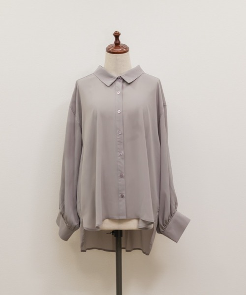 CLETTE(クレット)の「楊柳シアーシャツ(シャツ/ブラウス・レディース・オフホワイト/ブルー/ラベンダー・3L/4L/LL)」の10枚目の写真