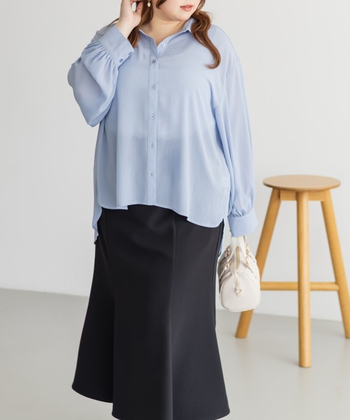 CLETTE(クレット)の「楊柳シアーシャツ(シャツ/ブラウス・レディース・オフホワイト/ブルー/ラベンダー・3L/4L/LL)」の17枚目の写真