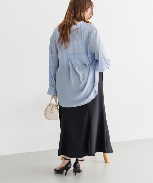 CLETTE(クレット)の「楊柳シアーシャツ(シャツ/ブラウス・レディース・オフホワイト/ブルー/ラベンダー・3L/4L/LL)」の20枚目の写真