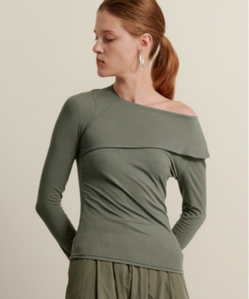tシャツ 「kiehtova」asymmetry decorate tops/アシンメトリー デコルテ トップス レディース kiehtova】asymmetry decorate tops/アシンメトリー デコルテ