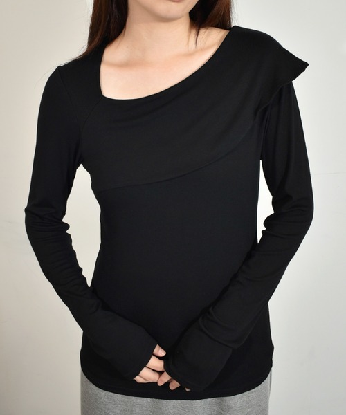 kiehtova】asymmetry decorate tops/アシンメトリー デコルテ トップス