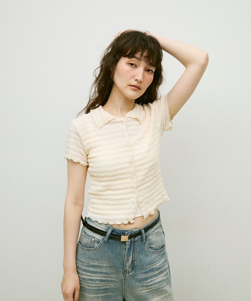 Lutim by u(ルチバイユー)の「Popcorn polo cardigan / ポップコーンポロカーディガン(カーディガン/ボレロ・レディース・ブラック/ナチュラル・FREE)」の19枚目の写真