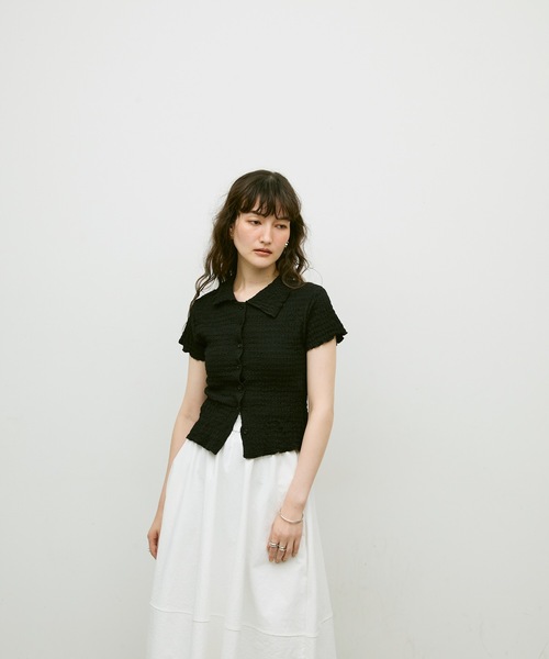 Lutim by u(ルチバイユー)の「Popcorn polo cardigan / ポップコーンポロカーディガン(カーディガン/ボレロ・レディース・ブラック/ナチュラル・FREE)」の5枚目の写真