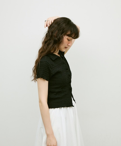 Lutim by u(ルチバイユー)の「Popcorn polo cardigan / ポップコーンポロカーディガン(カーディガン/ボレロ・レディース・ブラック/ナチュラル・FREE)」の6枚目の写真