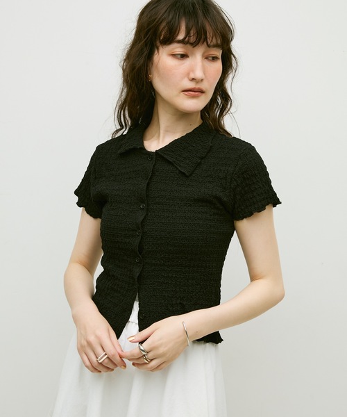 Lutim by u(ルチバイユー)の「Popcorn polo cardigan / ポップコーンポロカーディガン(カーディガン/ボレロ・レディース・ブラック/ナチュラル・FREE)」の11枚目の写真