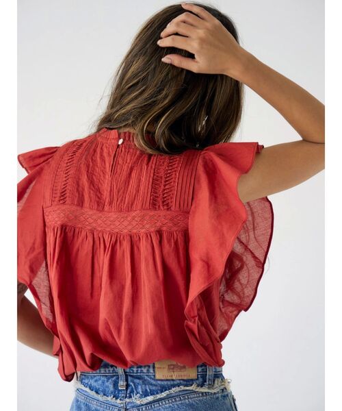 Ungrid（アングリッド）の「コットンノースリフリルブラウス（シャツ/ブラウス・レディース・ダークオレンジ/オフホワイト/ブラック・FREE）」の11枚目の写真