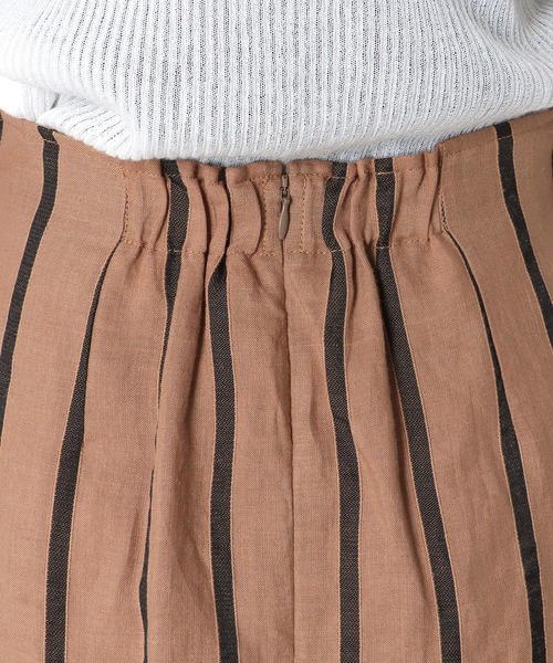 Jines（ジネス）の「リネンストライプ ラップ風スカート【セットアップ可】（スカート・レディース・ブラック/キャメル・38）」の14枚目の写真