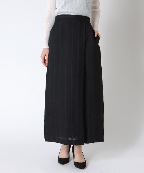 Jines（ジネス）の「リネンストライプ ラップ風スカート【セットアップ可】（スカート・レディース・ブラック/キャメル・38）」の17枚目の写真