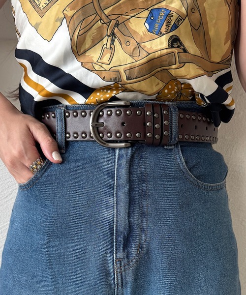 kutir(クティール)の「kutirlune/スタッズベルト 太ベルト(ベルト・メンズ・ブラック/ブラウン・FREE)」の2枚目の写真