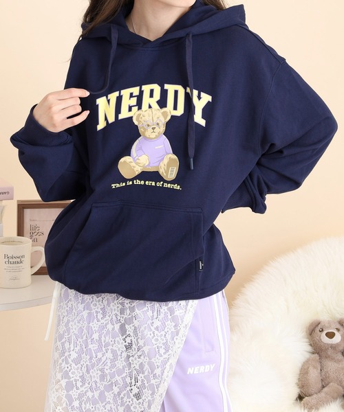 NERDY(ノルディ)の「クレバーネディプルオーバーフーディ(パーカー・メンズ・パープル/ネイビー/グレー・M/L/S)」の2枚目の写真