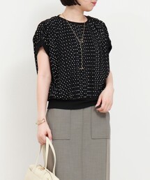 ノーリーズ　ドッドブラウス　ブラック　38 NOLLEY'S ブラウス シャツ ドットギャザーショート丈ブラウス