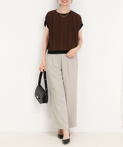 MICO COULIER(ミコクリエ)の「シアーマンスドットプリーツブラウス(シャツ/ブラウス・レディース・ブラック系その他/ブラウン系その他・38)」の3枚目の写真