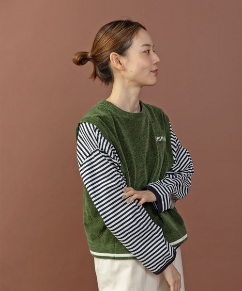 PAR ICI（パーリッシィ）の「emma チェーン刺繍 カレッジベスト（ベスト・レディース・オレンジ/カーキ/ネイビー・FREE）」の5枚目の写真