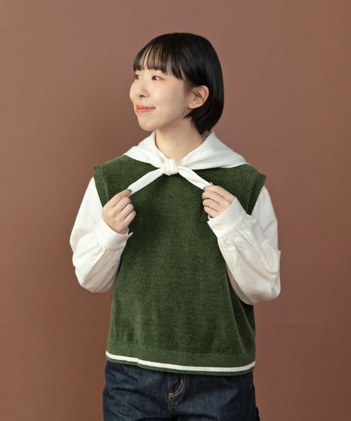 PAR ICI（パーリッシィ）の「emma チェーン刺繍 カレッジベスト（ベスト・レディース・オレンジ/カーキ/ネイビー・FREE）」の9枚目の写真