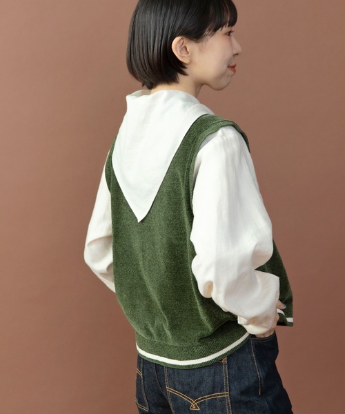 PAR ICI（パーリッシィ）の「emma チェーン刺繍 カレッジベスト（ベスト・レディース・オレンジ/カーキ/ネイビー・FREE）」の10枚目の写真