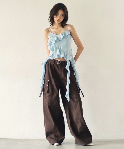 ACLENT（アクレント）の「ステッチデザインカーゴパンツ（カーゴパンツ・レディース・ブラウン/カーキ・X-SMALL/SMALL/MEDIUM）」の10枚目の写真